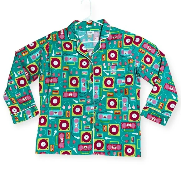 Bed Head Wm’s 100% Cotton Retro Music Print 2 Piece Pajamas Set In Sz L